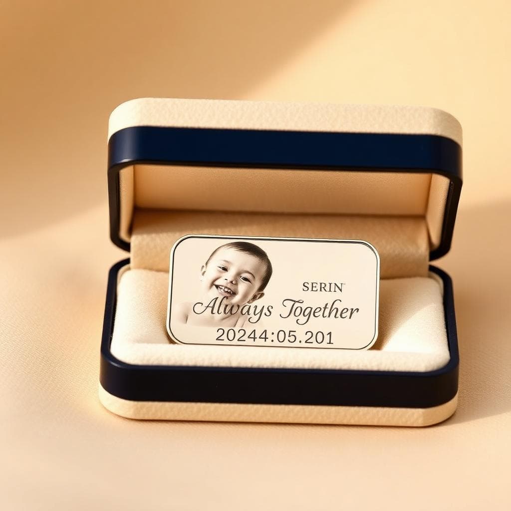 Engraved photo bar in jewelry box